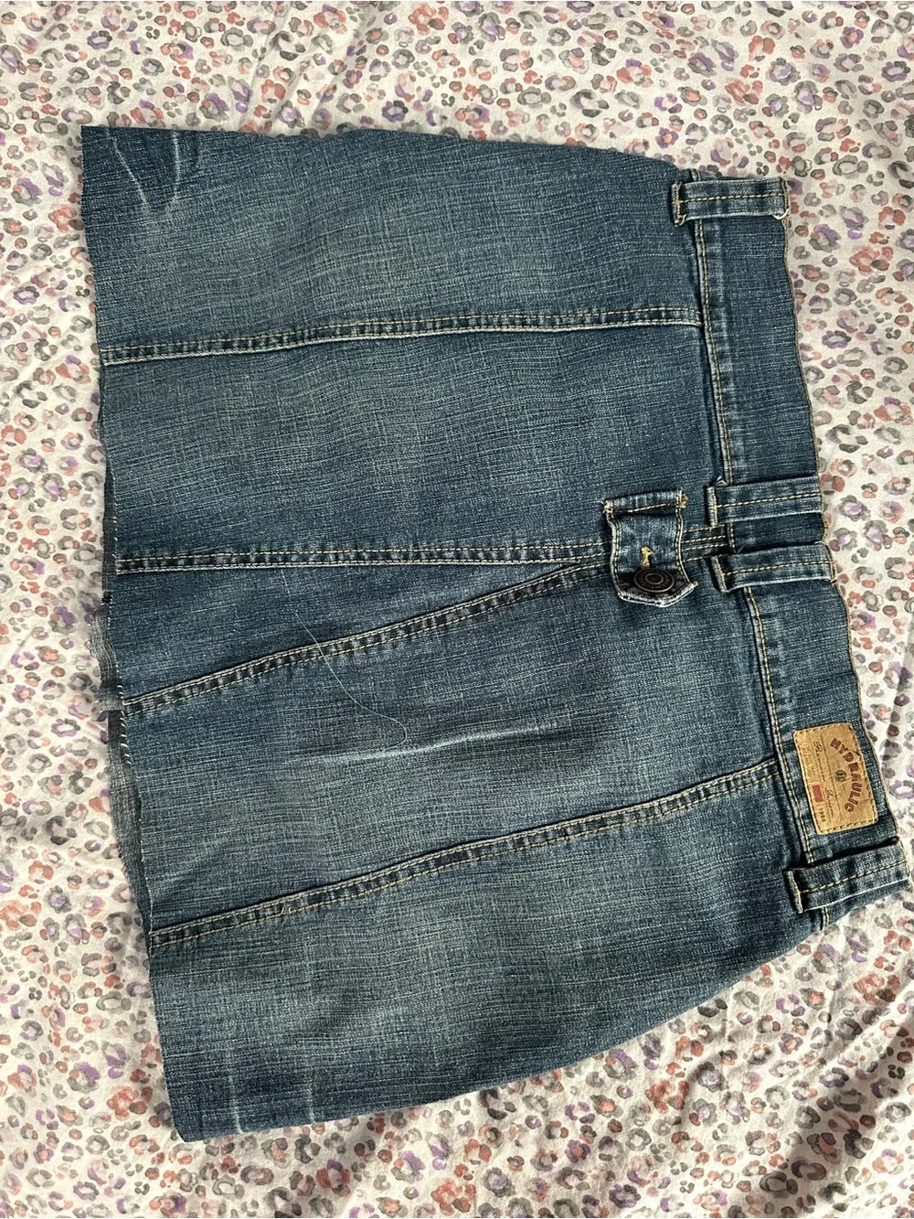 Hydraulic Dark Blue Denim Mini Skirt